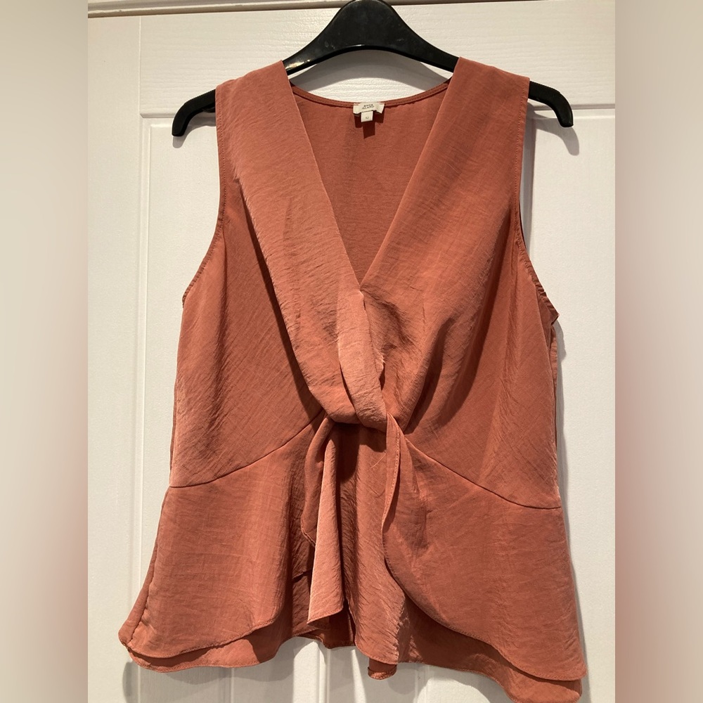 River Island terracotta knot front peplum blouse ladies size 12 - Picture 1 of 2